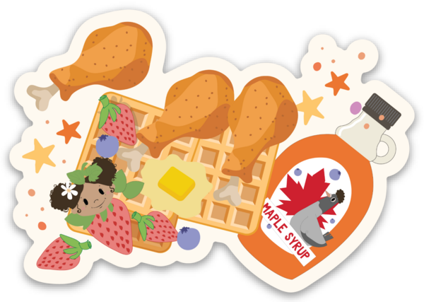 Chicken and Waffles Sticker (Single)